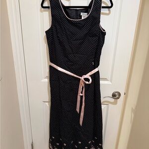 Vintage 2000s Coldwater Creek Black & Pink Midi Cottagecore Dress NWOT